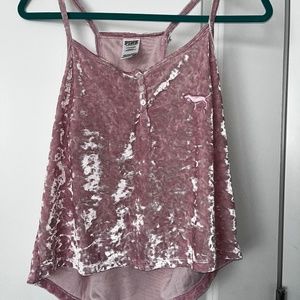 PINK Victoria's Secret Crushed Velvet Light Pink Sleep Shirt Size L